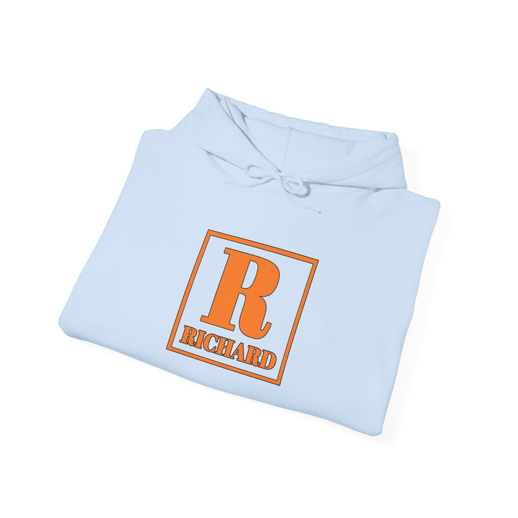 Personalized Initial R Hoodie – Retro Orange 'Richard' Name Sweatshirt