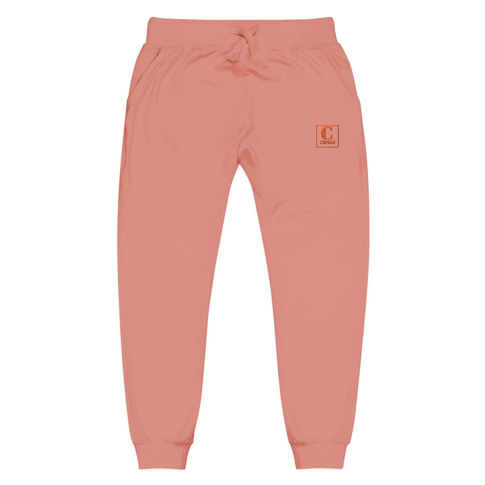 Embroidered Cozy Sweatpants — Minimal Red Crest Lounge Joggers