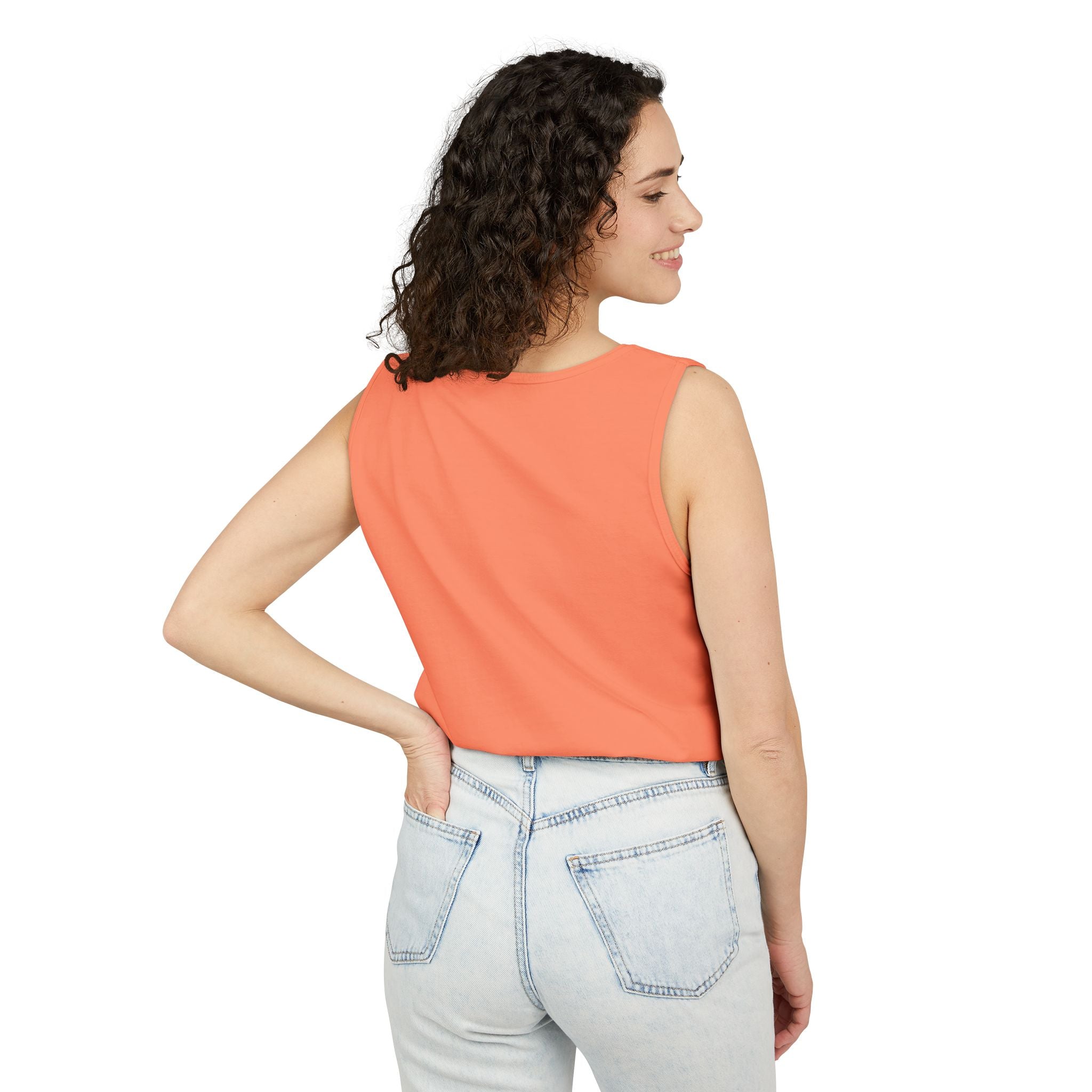 Ben Monogram Tank Top — Orange Initial B Vintage Box Graphic