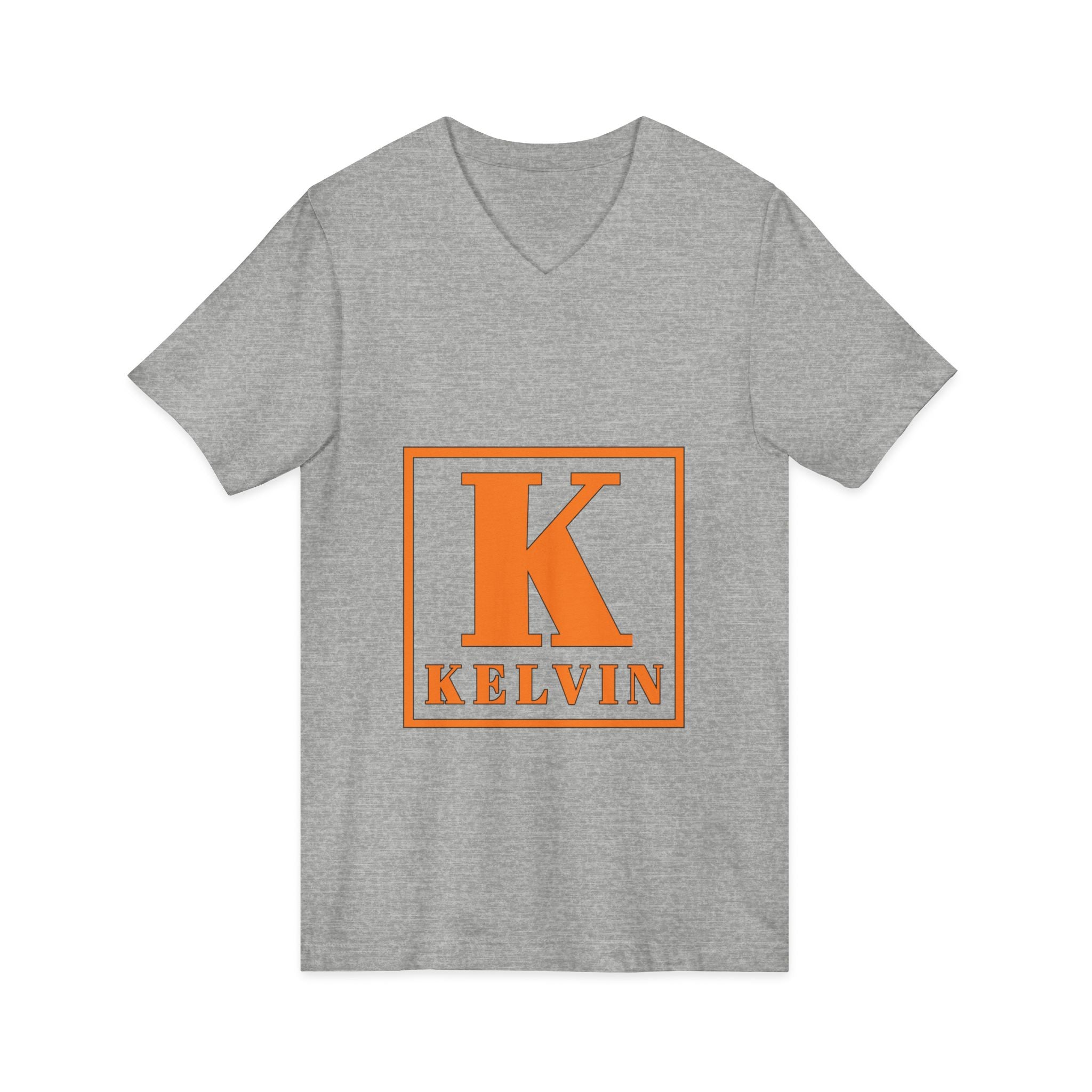 Kelvin Monogram V‑Neck Tee - Orange Initial K Shirt