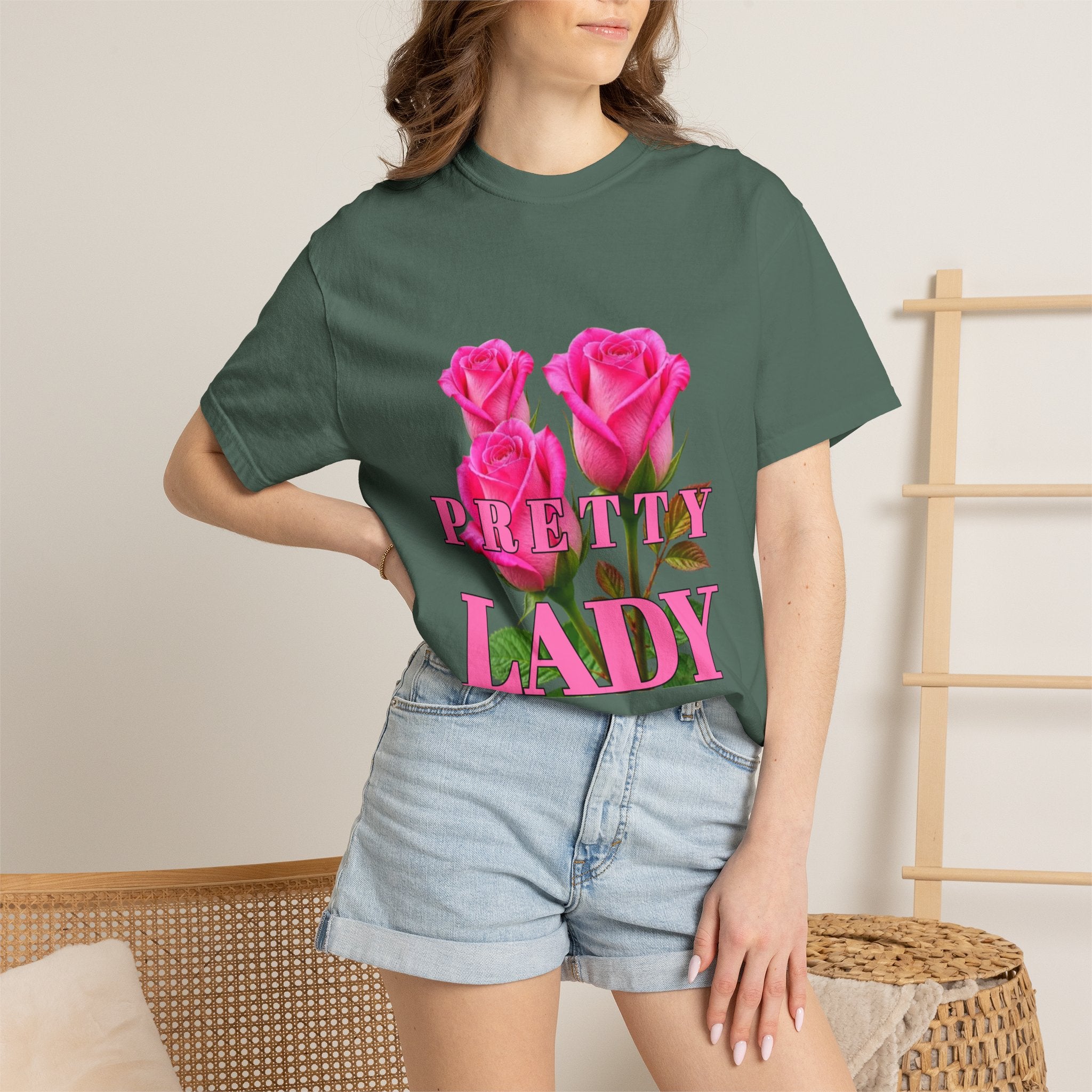 Pretty Lady T-Shirt — Pink Rose Graphic Tee
