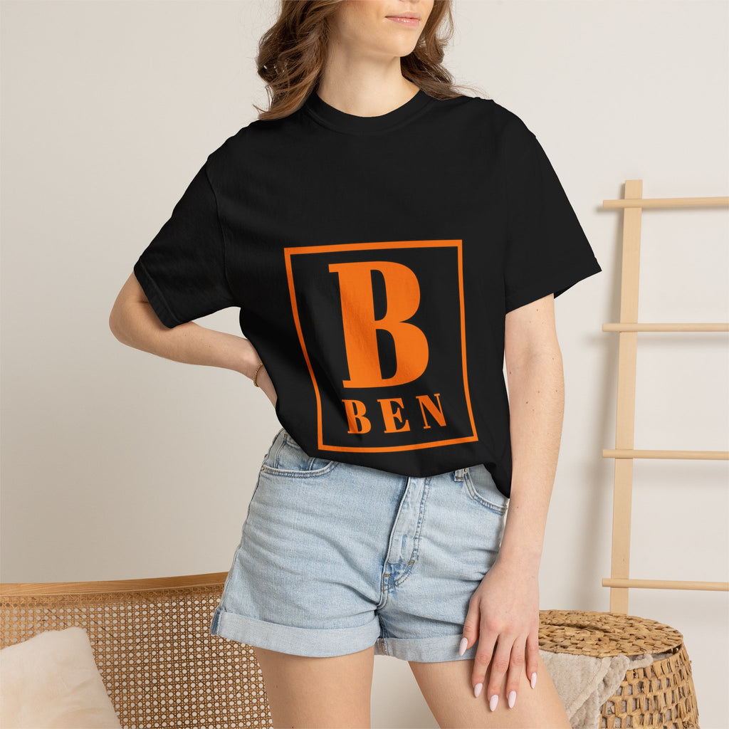 Ben Monogram T-Shirt — Orange Block Initial Tee
