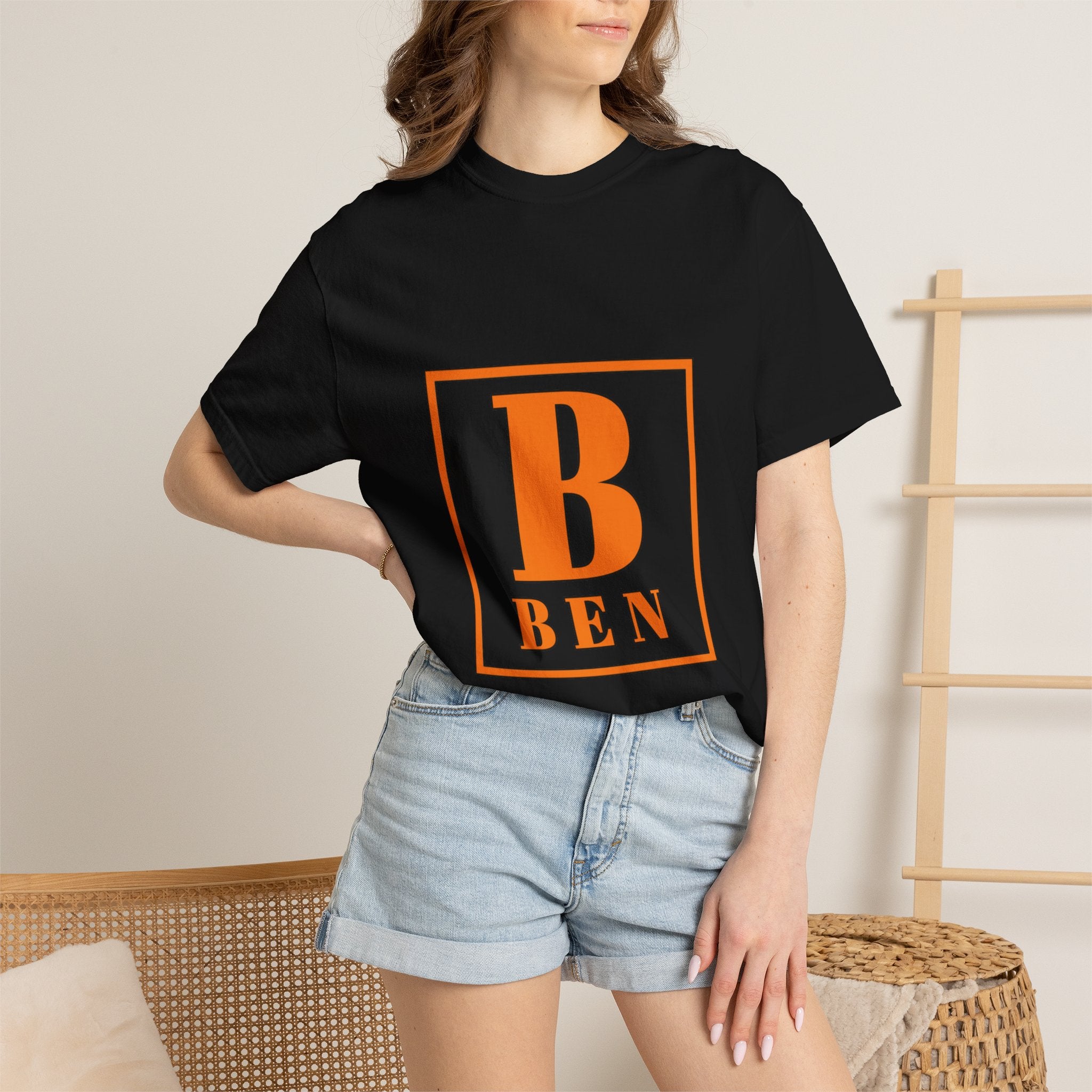 Ben Monogram T-Shirt — Orange Block Initial Tee