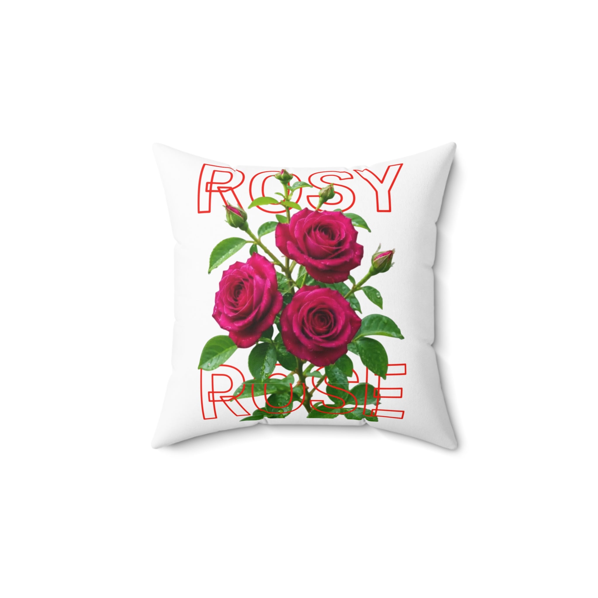 Rose Bouquet Pillow — "Rosy Rose" Floral Decorative Throw Pillow