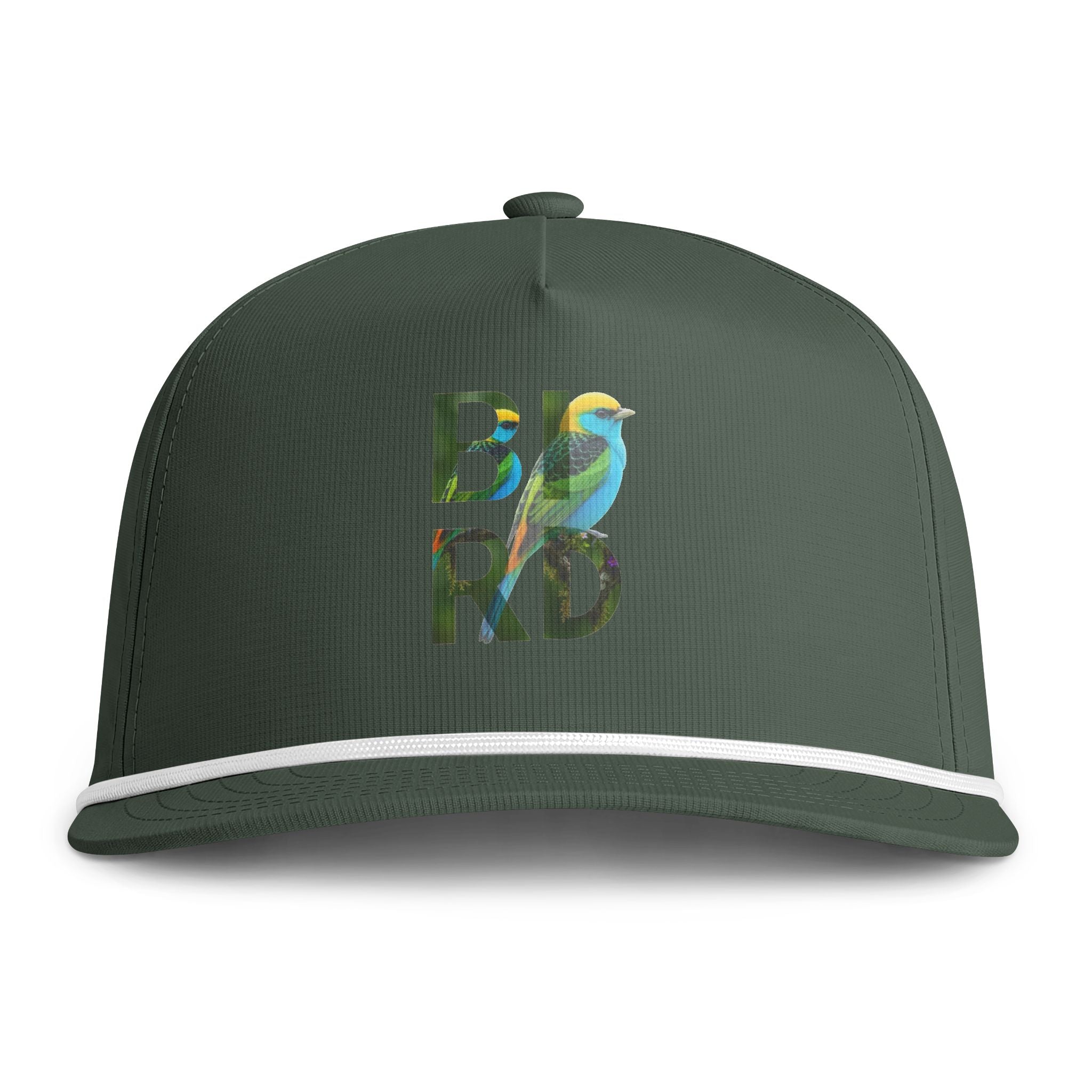 Sunwashed Rope Cap — 'BIRD' Tropical Embroidered Hat