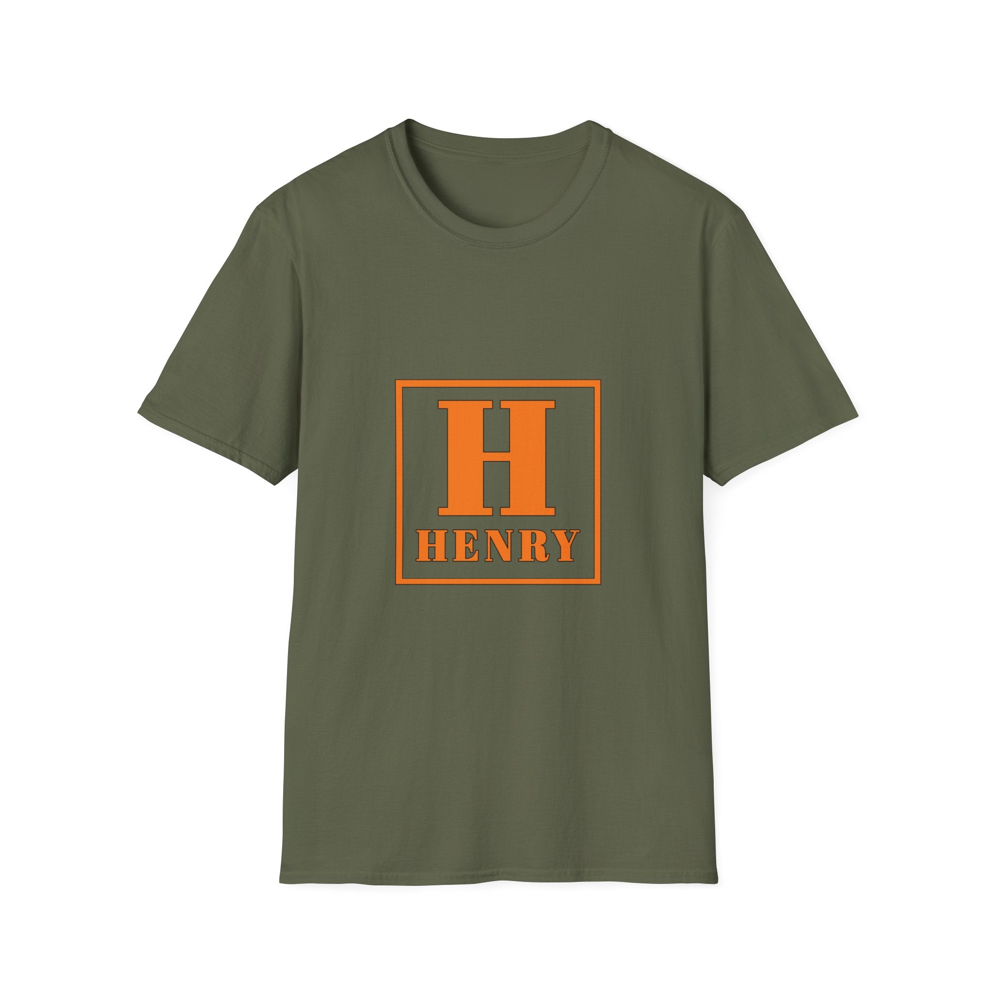 Personalized Initial T-Shirt — Bold Orange 'H' Monogram Tee (Custom Name: Henry)