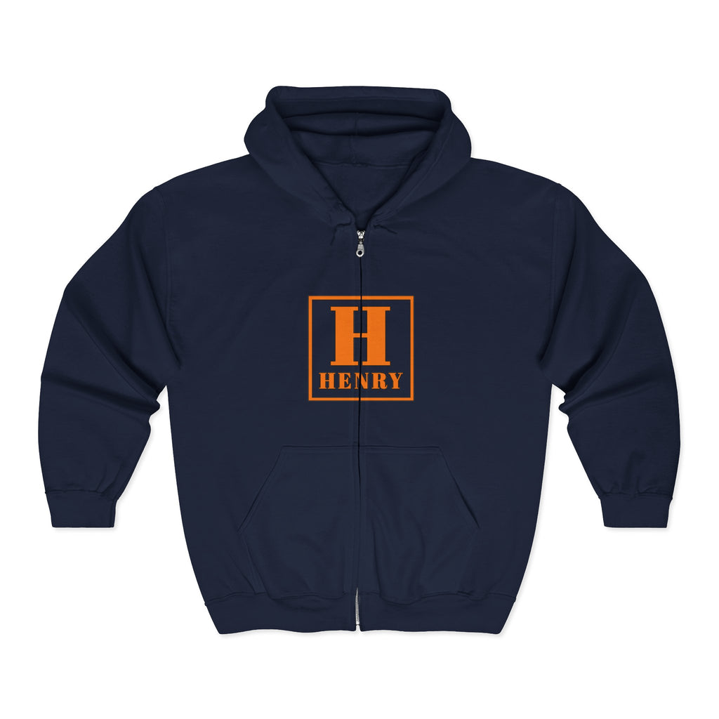 Henry Monogram Hoodie — Personalized Orange 'H' Zip-Up Sweatshirt
