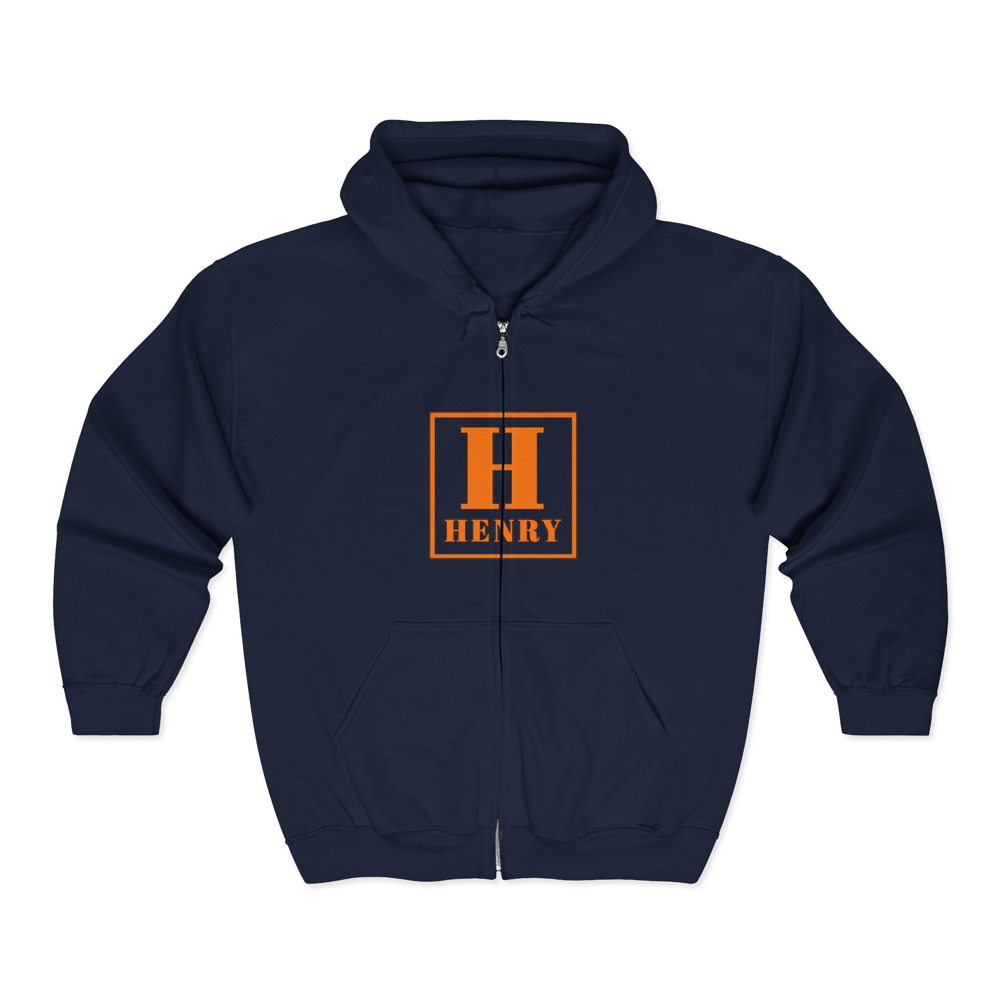 Henry Monogram Hoodie — Personalized Orange 'H' Zip-Up Sweatshirt