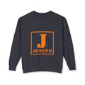 Personalized 'Joseph' Initial Crewneck Sweatshirt — Orange Monogram