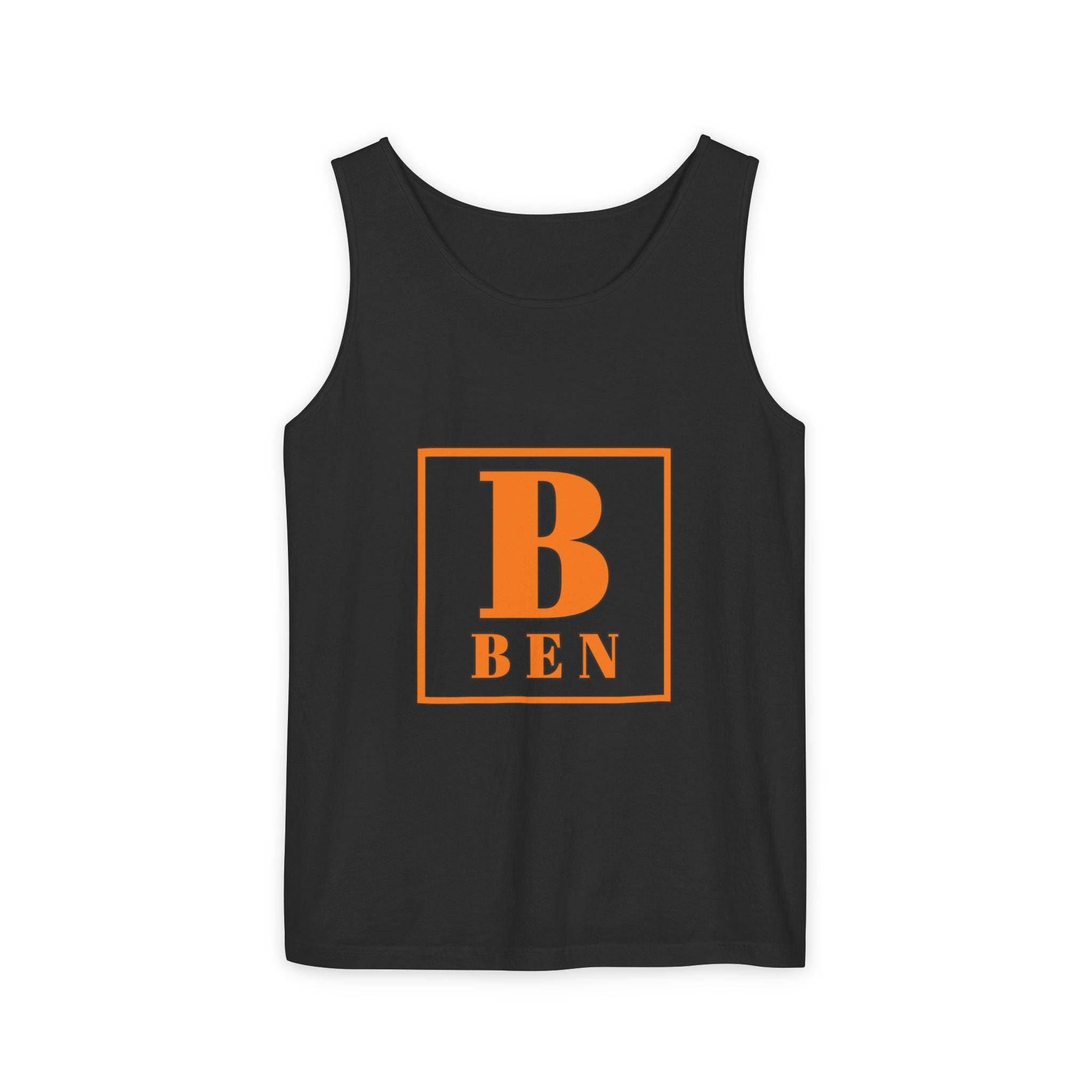 Ben Monogram Tank Top — Orange Initial B Vintage Box Graphic