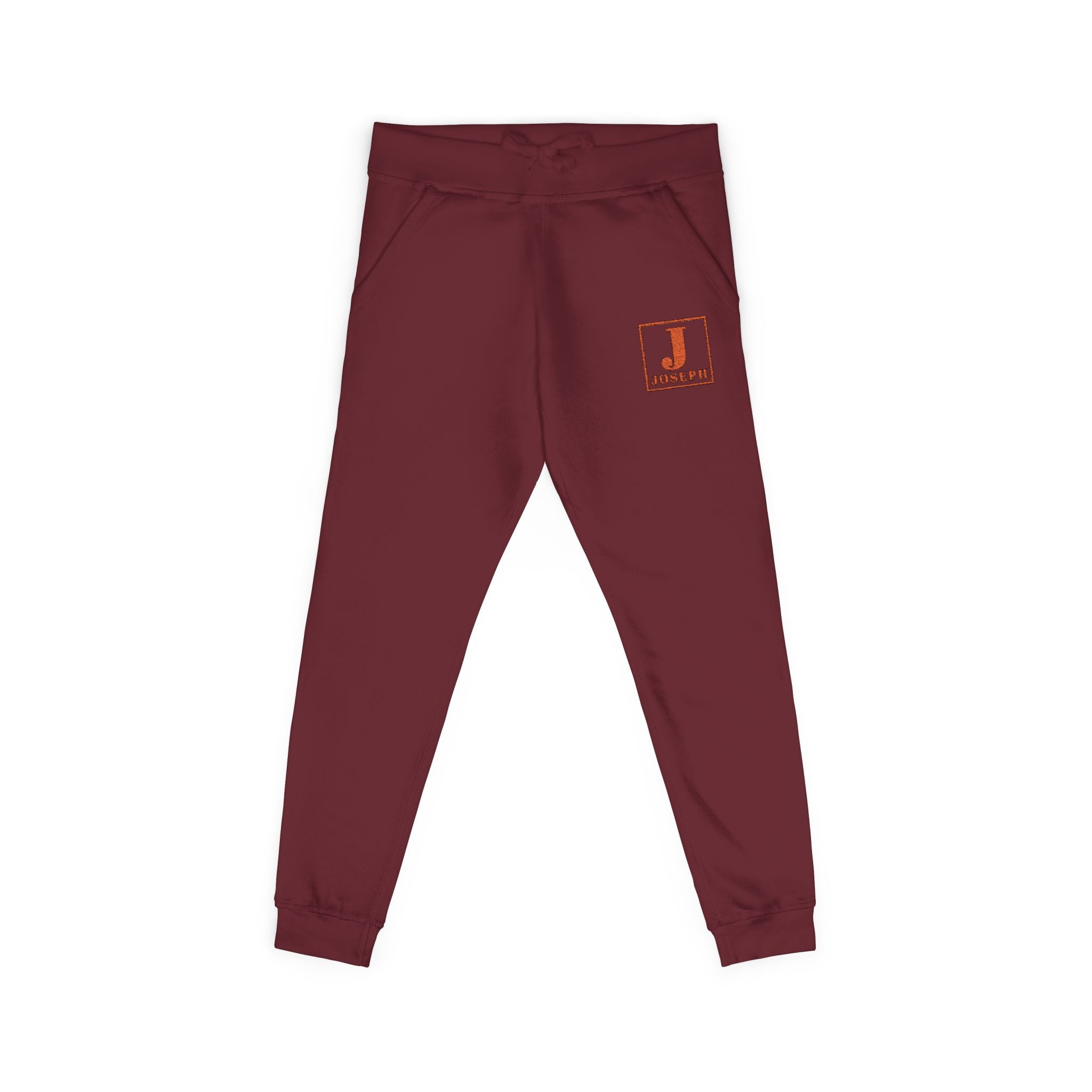 Embroidered Initial 'J' Fleece Sweatpants — Cozy White Joggers