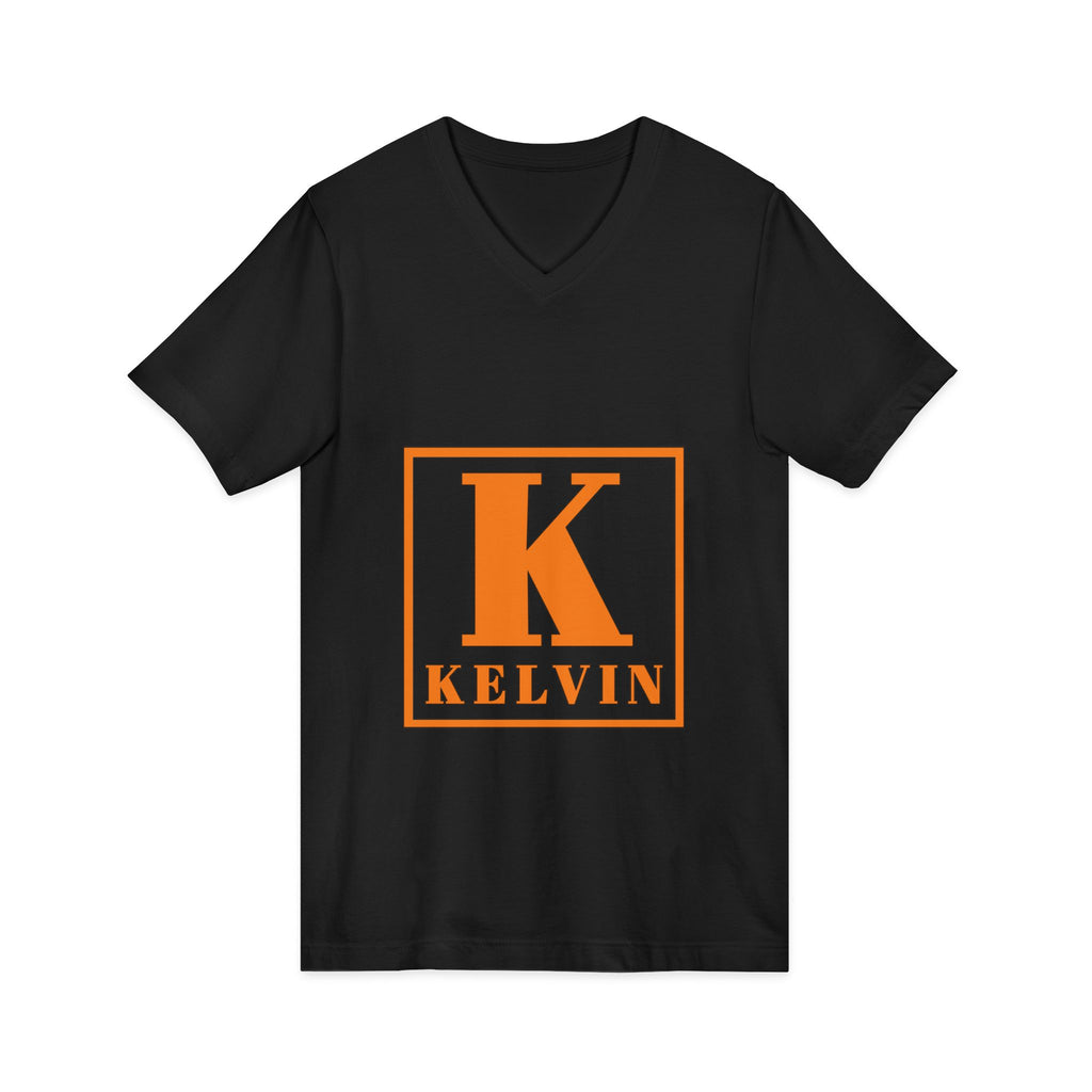 Kelvin Monogram V‑Neck Tee - Orange Initial K Shirt