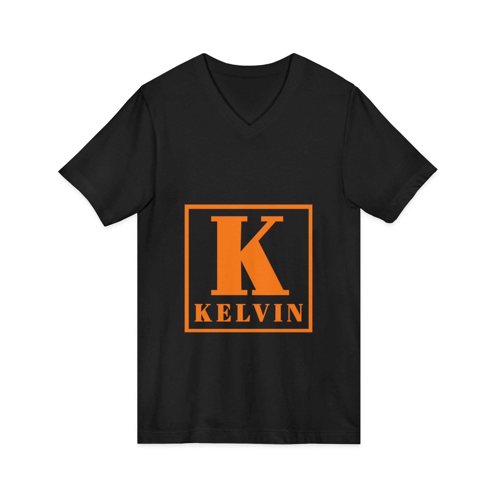 Kelvin Monogram V‑Neck Tee - Orange Initial K Shirt