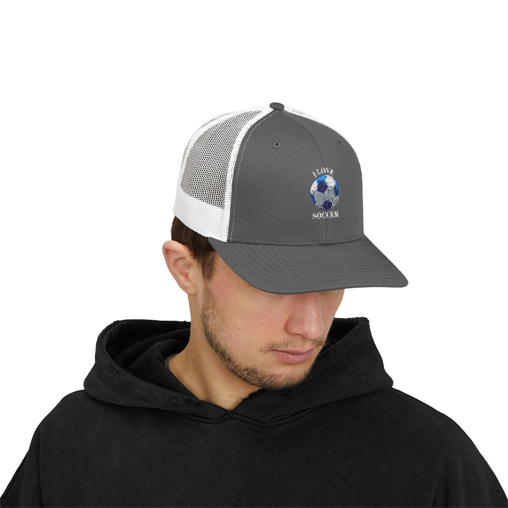Soccer Mom Trucker Cap - Glitter Soccer Ball Snapback