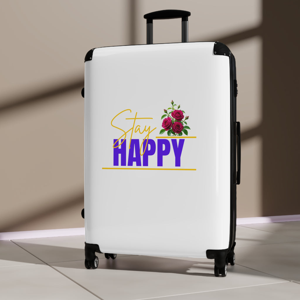 Stay Happy Floral Carry-On Suitcase