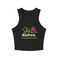 Stay Beautiful Floral Racer Tank Top — Women’s Cropped Micro Rib Tank