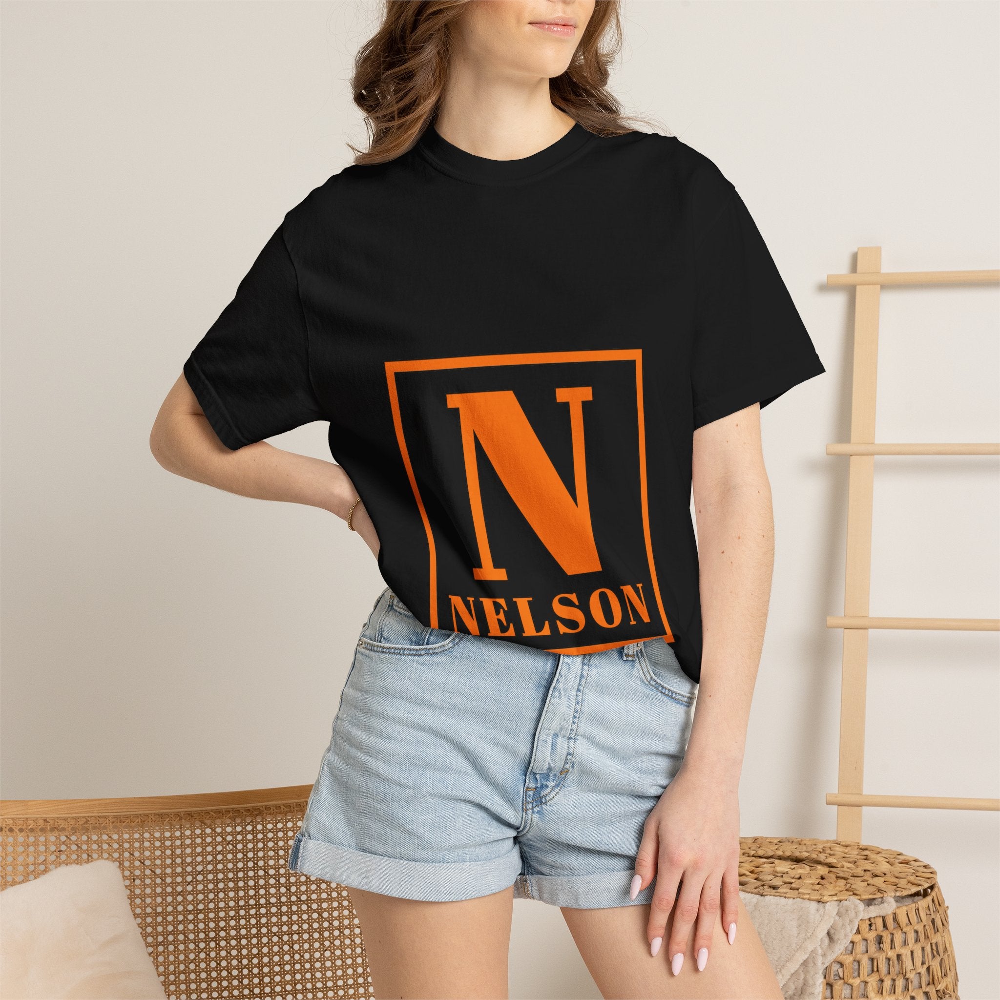 Nelson Monogram T-Shirt — Retro Block Letter Graphic Tee