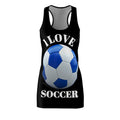 I Love Soccer Racerback Dress — Women's Soccer Dress with Blue Ball Graphic