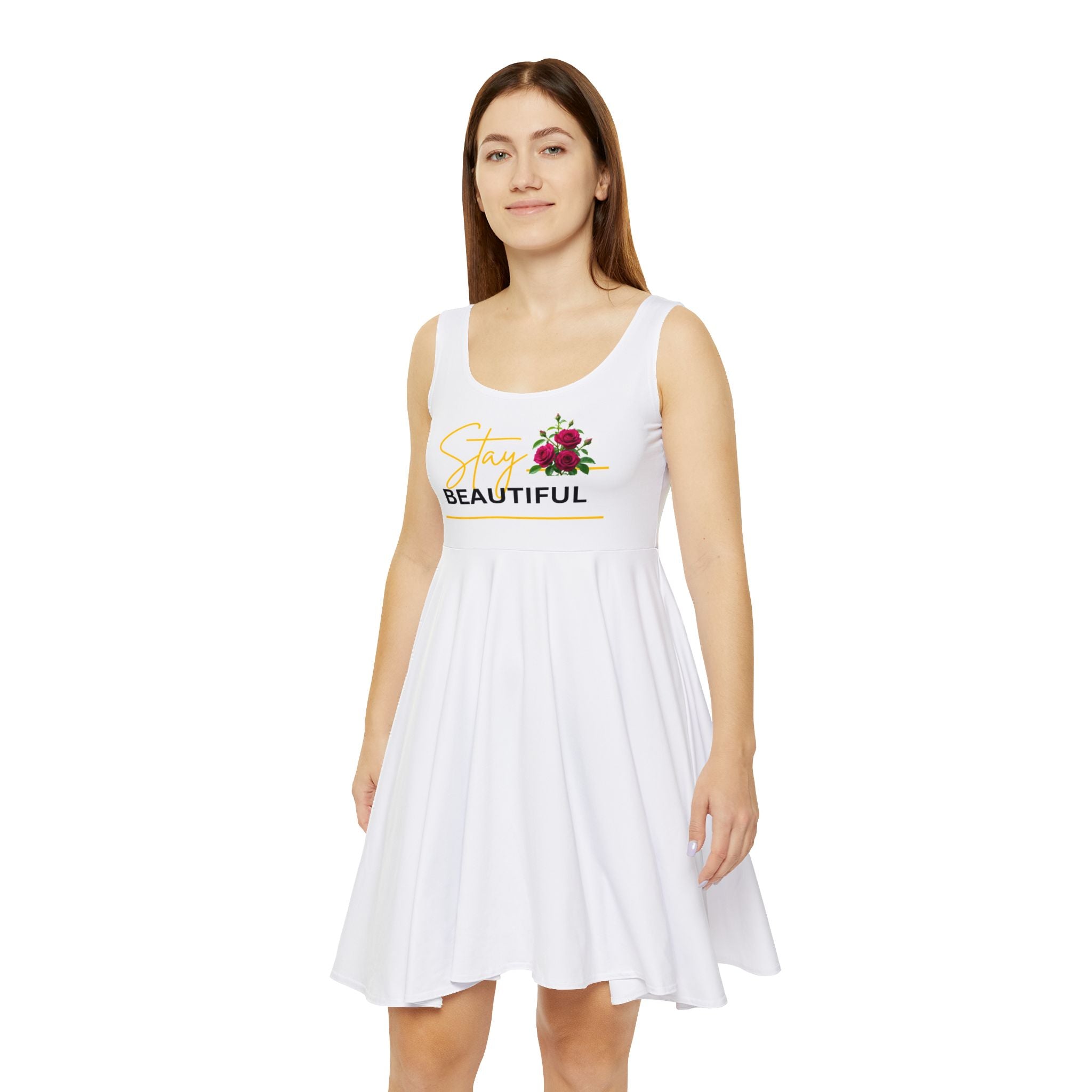 Stay Beautiful Skater Dress — Floral Graphic Women's Dress