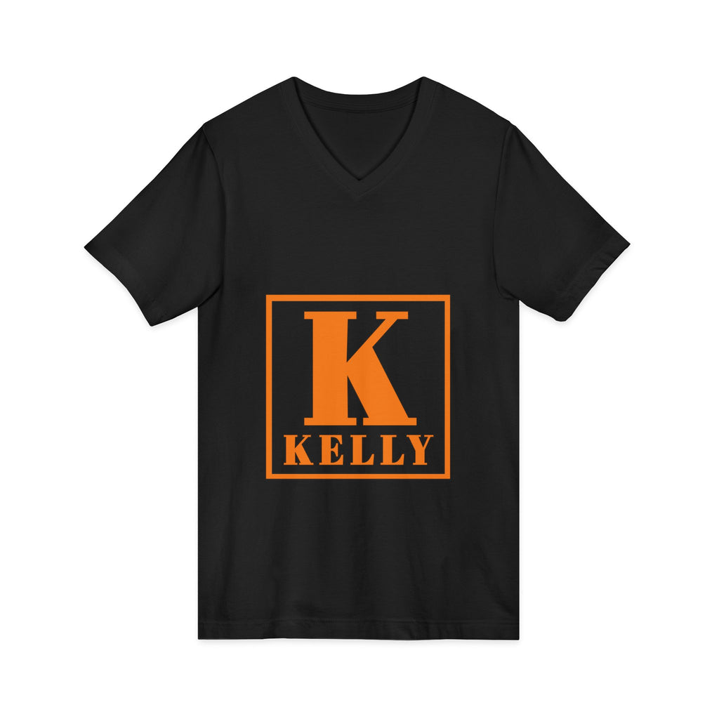 Kelly Monogram V-Neck Tee - Orange Initial K Personalized Shirt