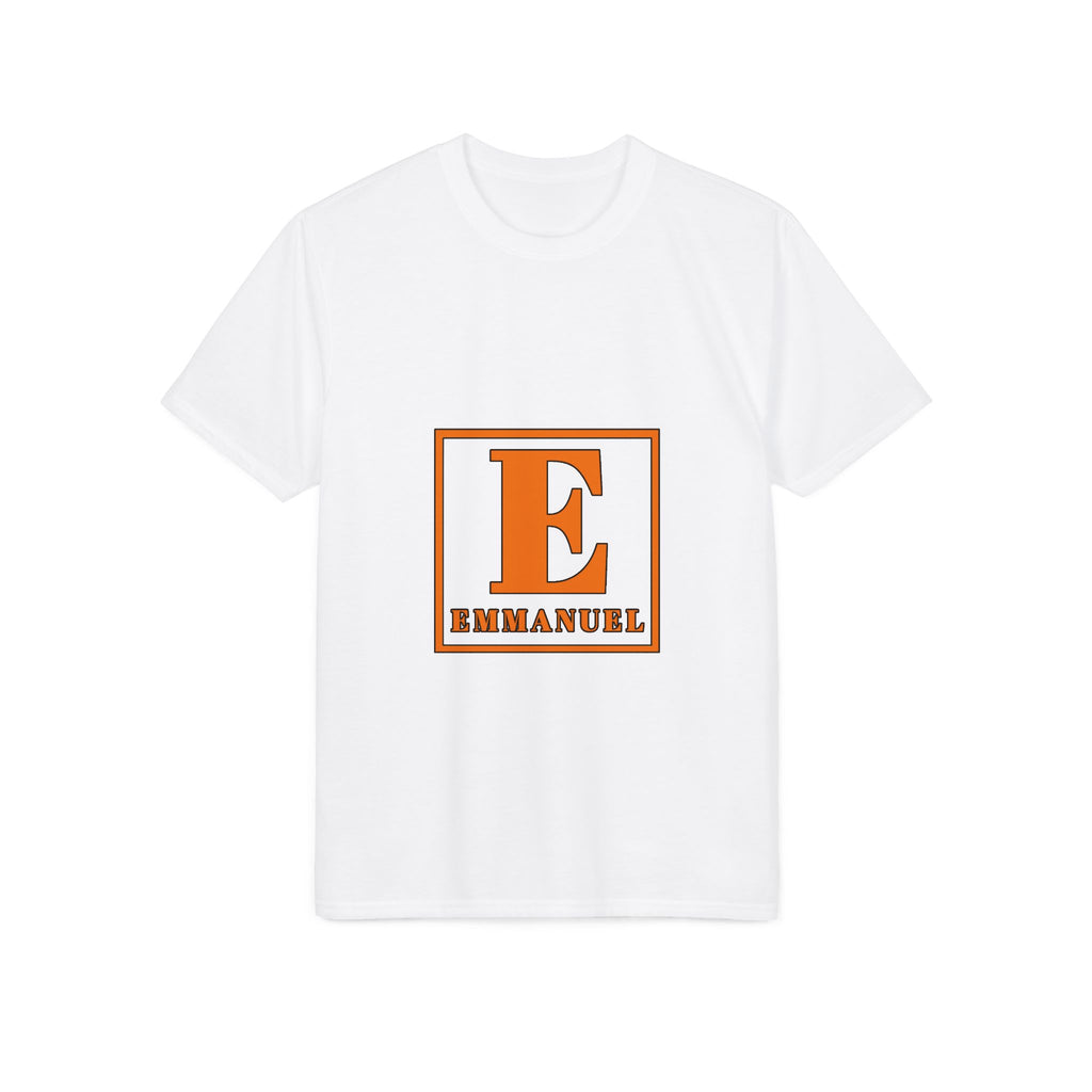 Emmanuel Initials T‑Shirt — Orange Block 'E' Monogram Tee