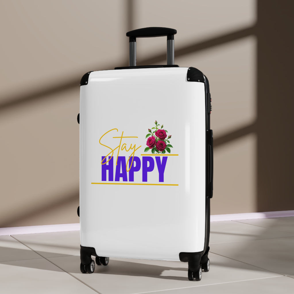 Stay Happy Floral Carry-On Suitcase