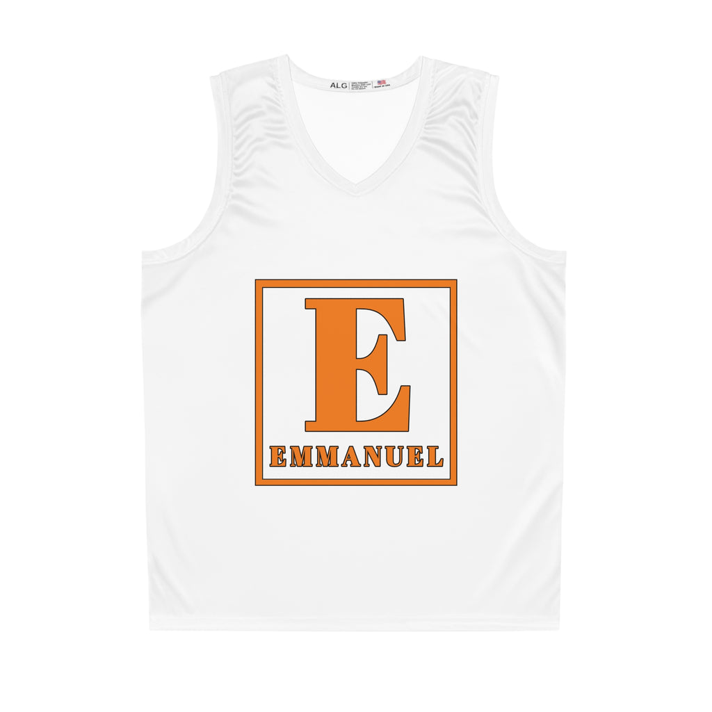 Emmanuel Basketball Jersey - Orange Block E Team Tank