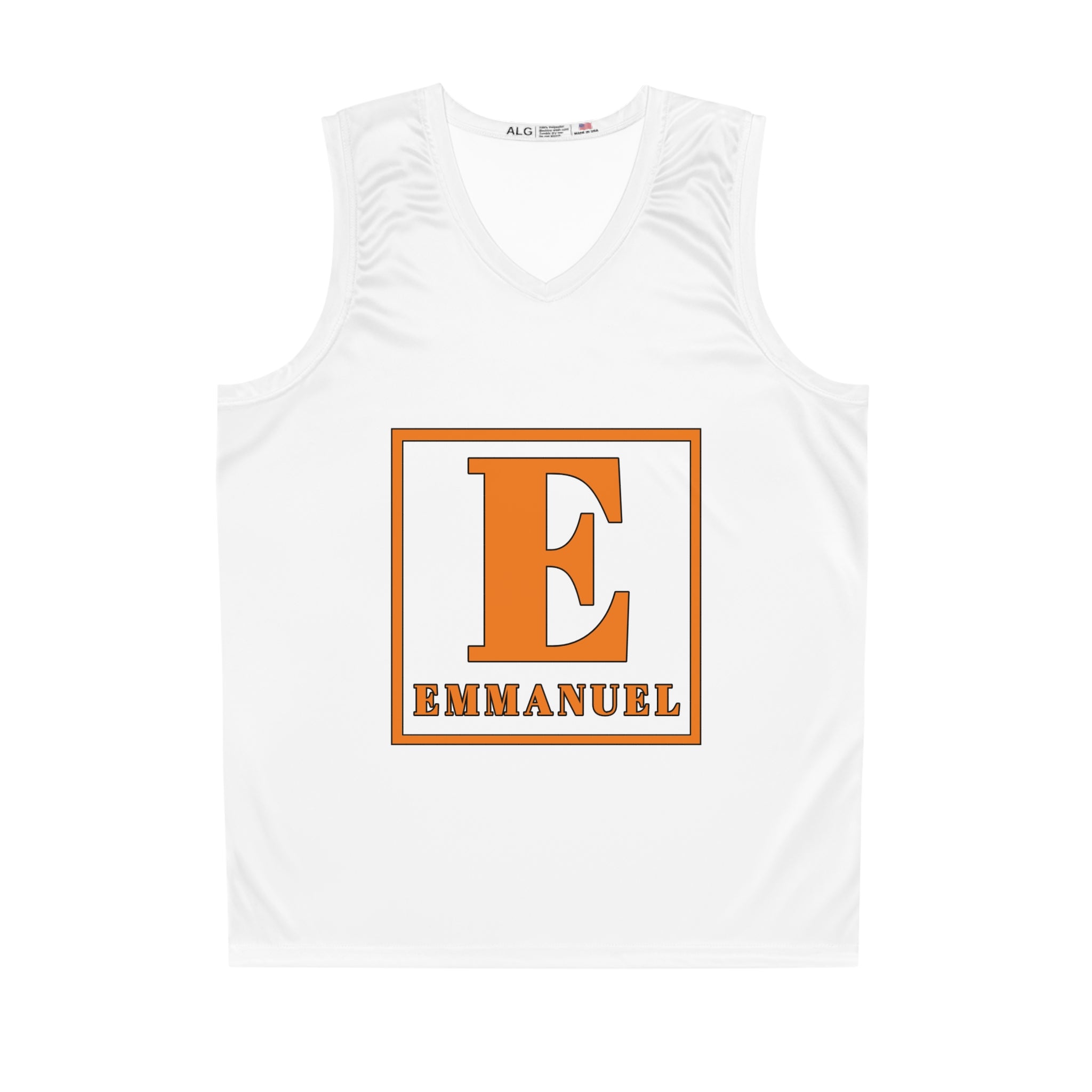 Emmanuel Basketball Jersey - Orange Block E Team Tank