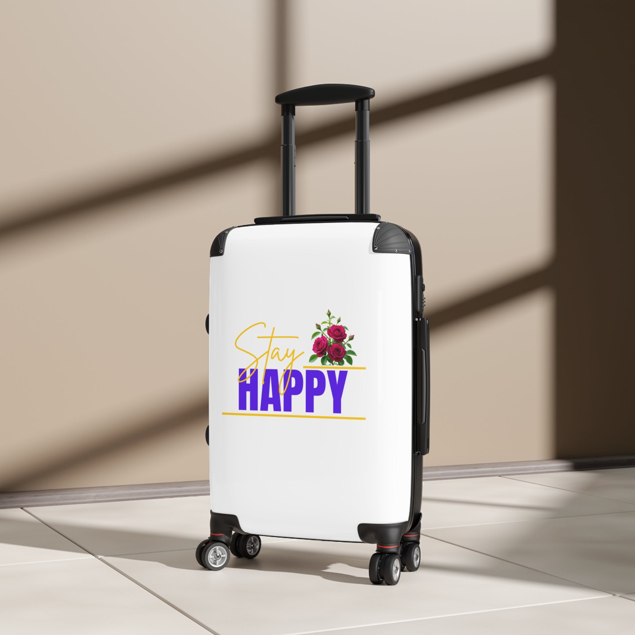 Stay Happy Floral Carry-On Suitcase