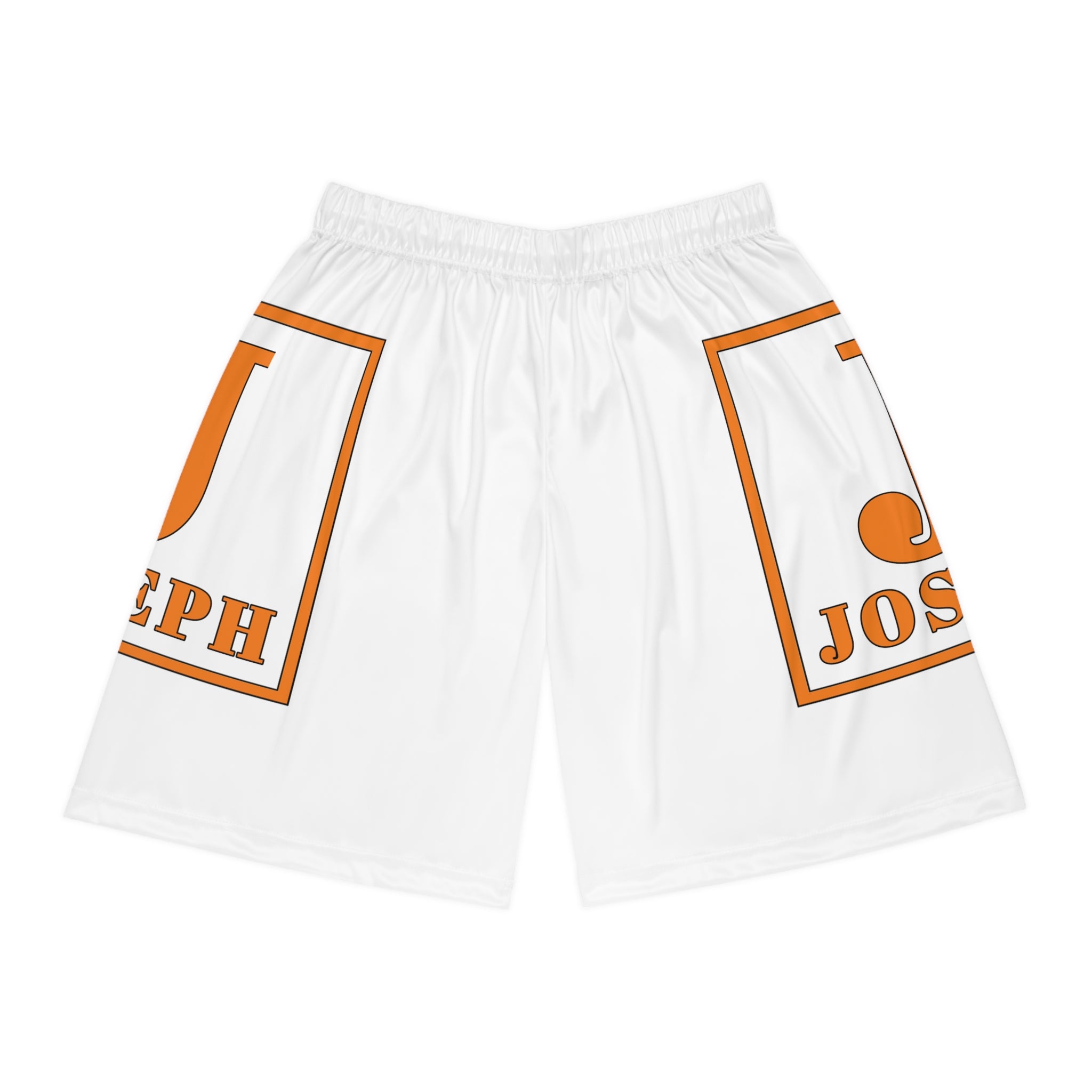 Custom 'Joseph' White Basketball Shorts — Personalized AOP Sportswear