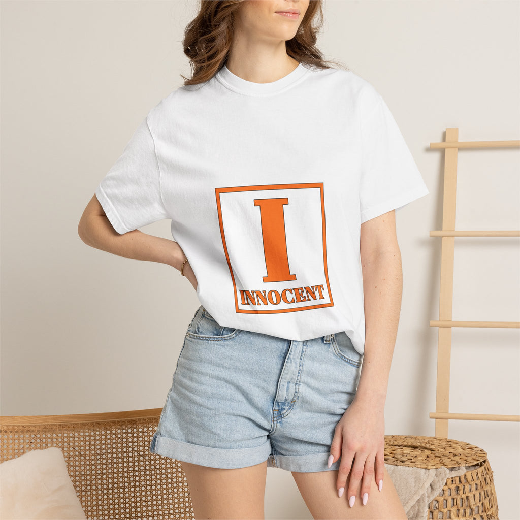 Innocent Letterbox T-Shirt — Bold Orange 'I' Graphic Tee