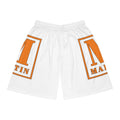 Basketball Shorts - Orange "M Martin" All-Over Print Athletic Shorts