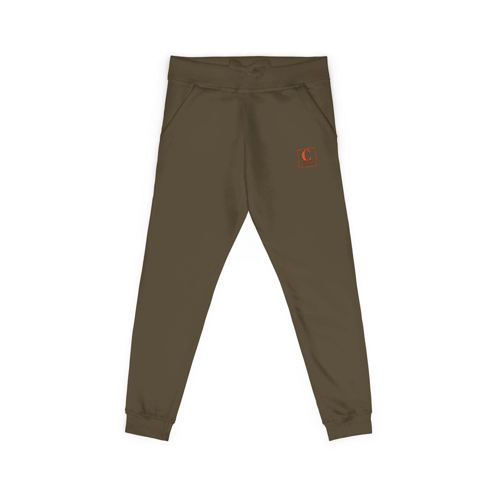 Embroidered Cozy Sweatpants — Minimal Red Crest Lounge Joggers