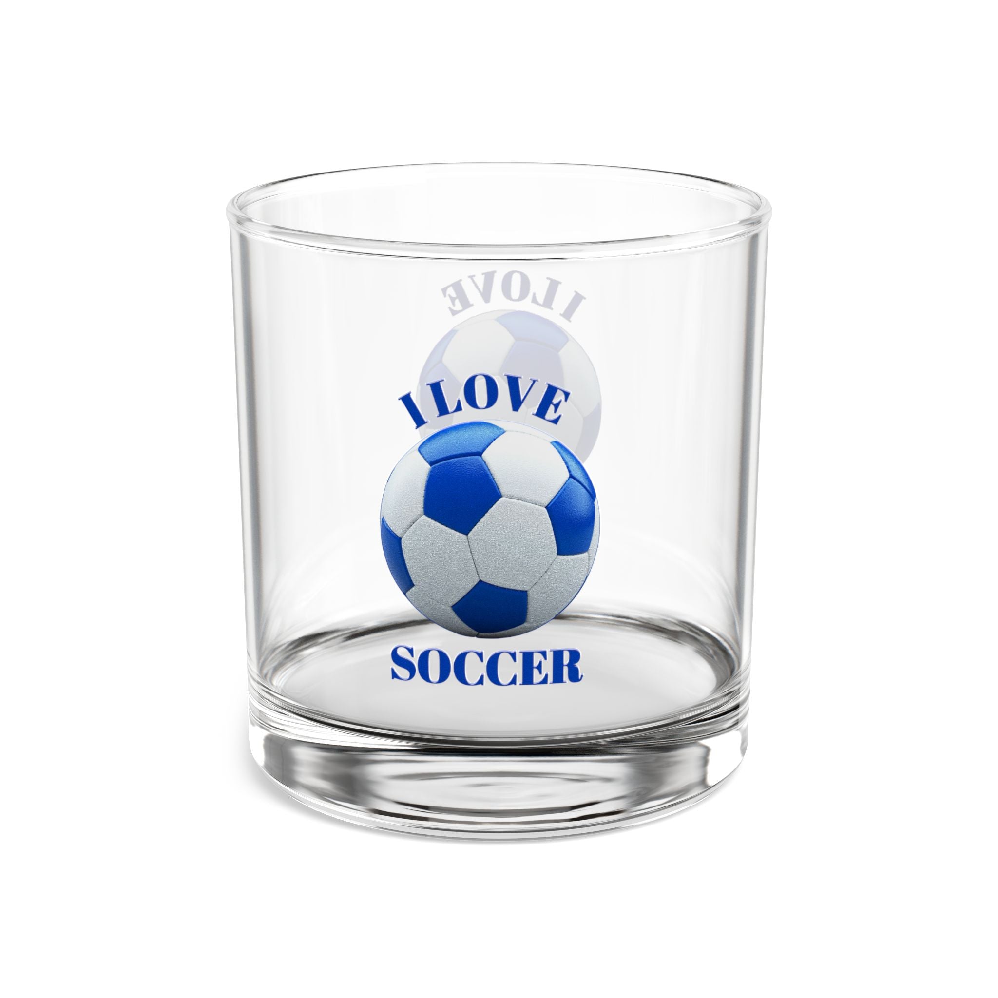 Soccer I Love Rocks Glass — 10oz Whiskey/Old Fashioned Glass, Football Fan Gift