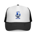 I Love Soccer Trucker Hat – Blue Soccer Ball Mesh Cap for Fans & Players