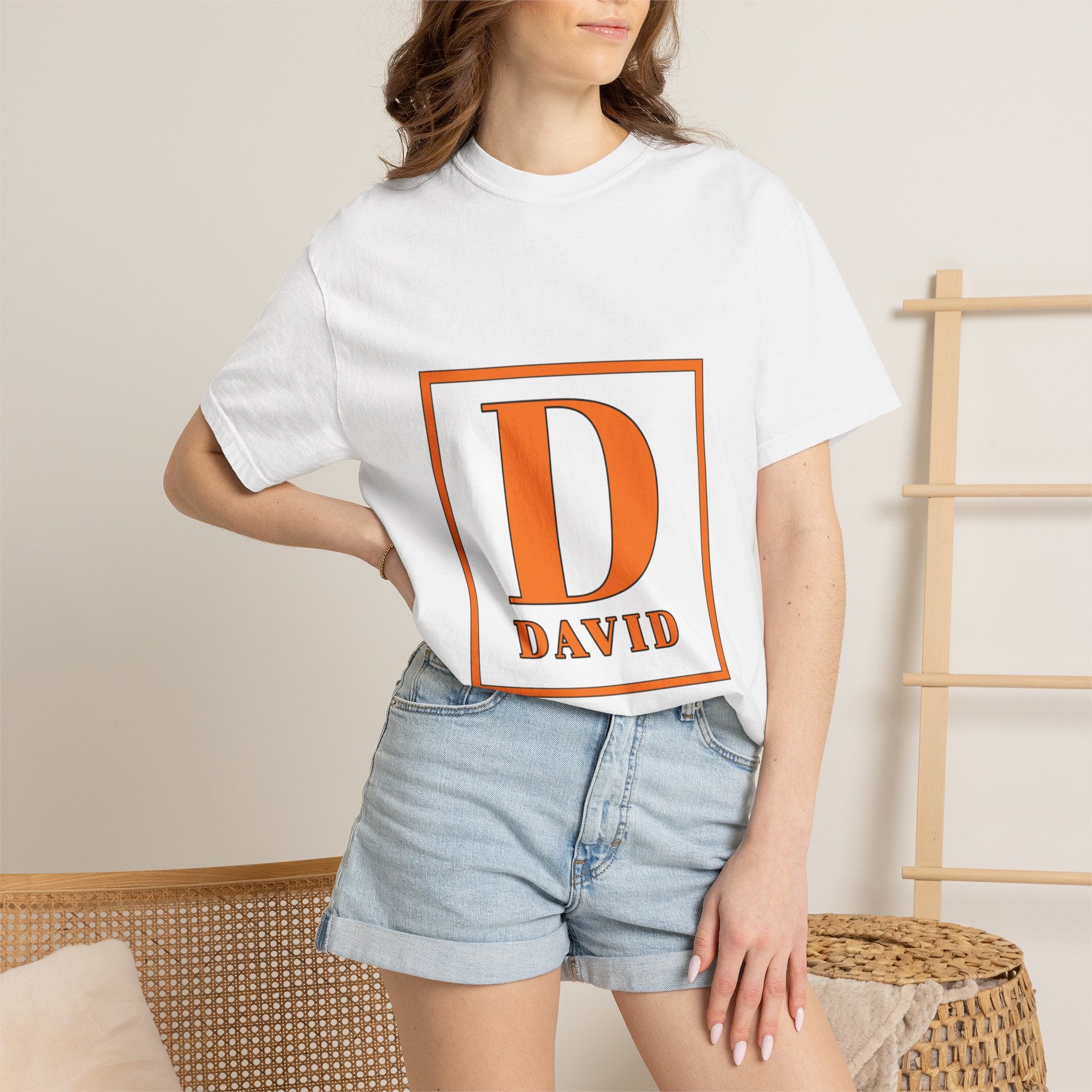 David Monogram T-Shirt — Bold Initial Box Graphic