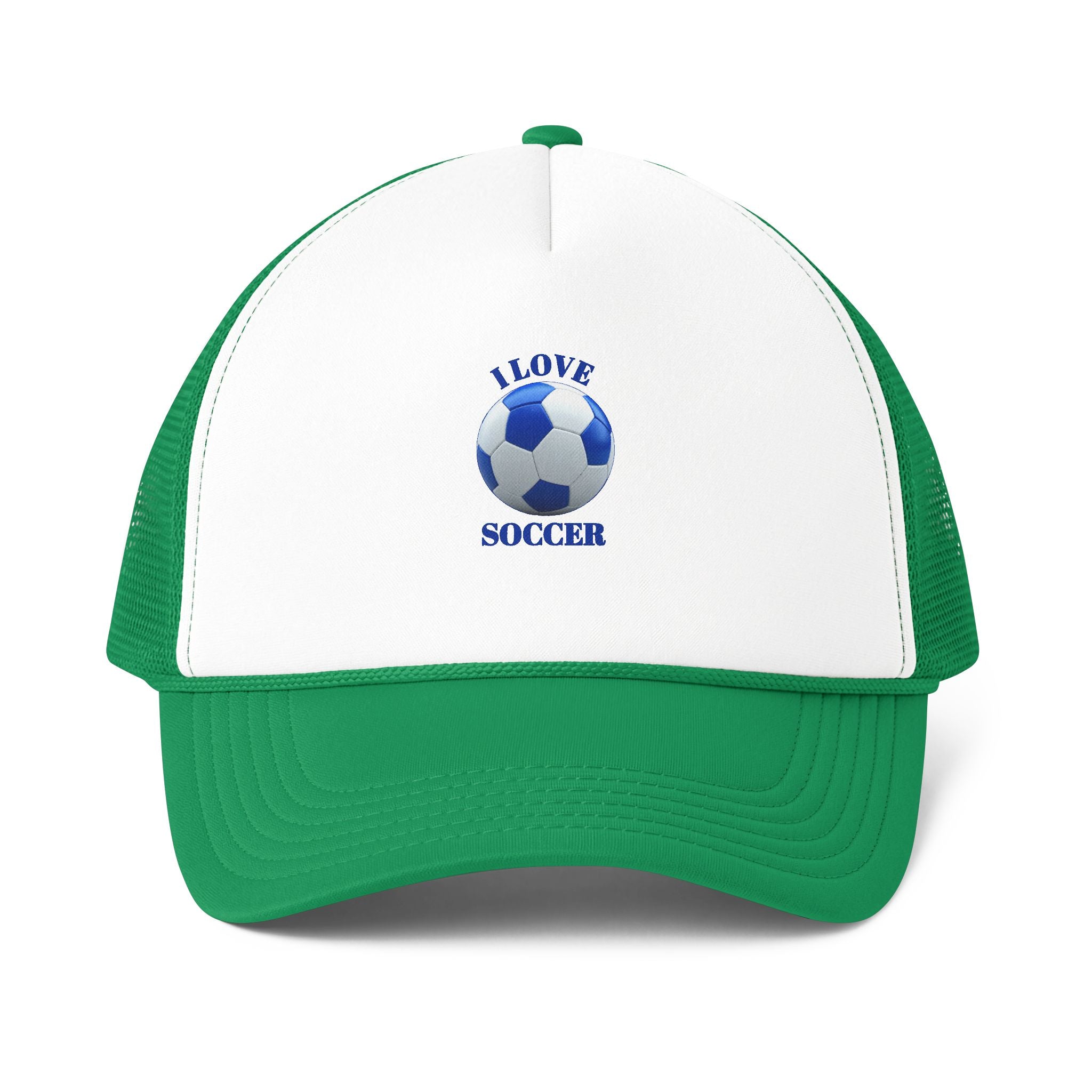 Soccer Trucker Cap — "I Love Soccer" Foam Mesh-Back Hat