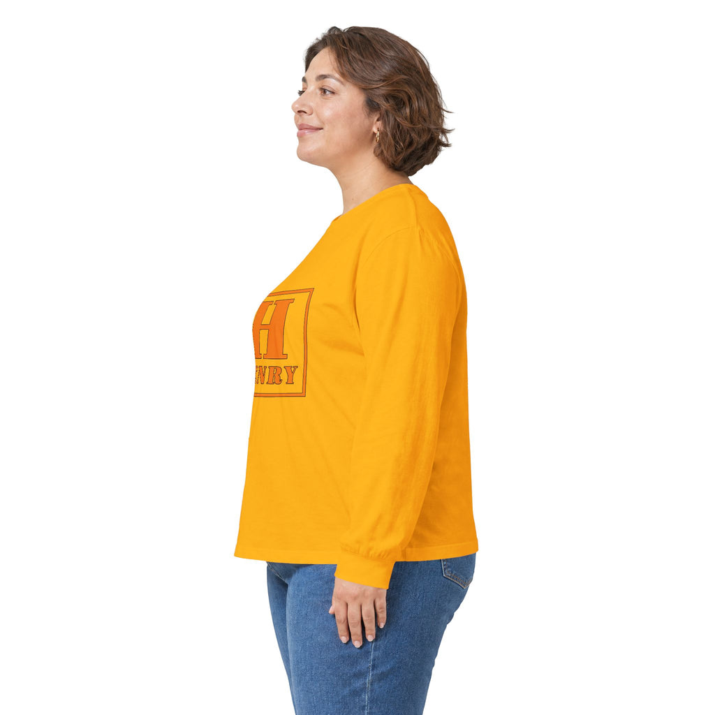 Personalized 'Henry' Initial Long Sleeve Tee — Orange Monogram Shirt