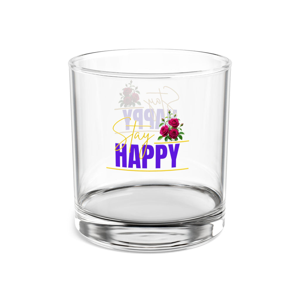 10oz Rocks Glass — 'Stay Happy' Floral Whiskey Tumbler