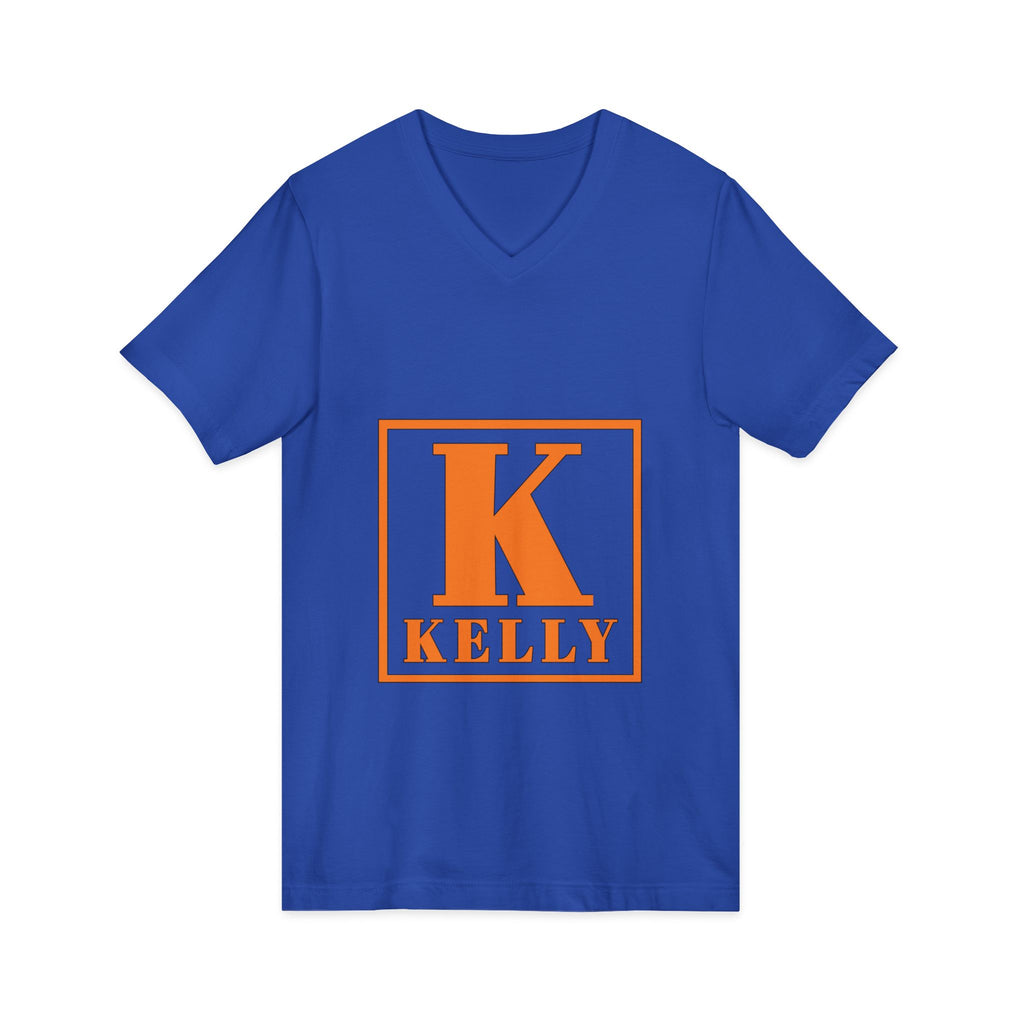 Kelly Monogram V-Neck Tee - Orange Initial K Personalized Shirt