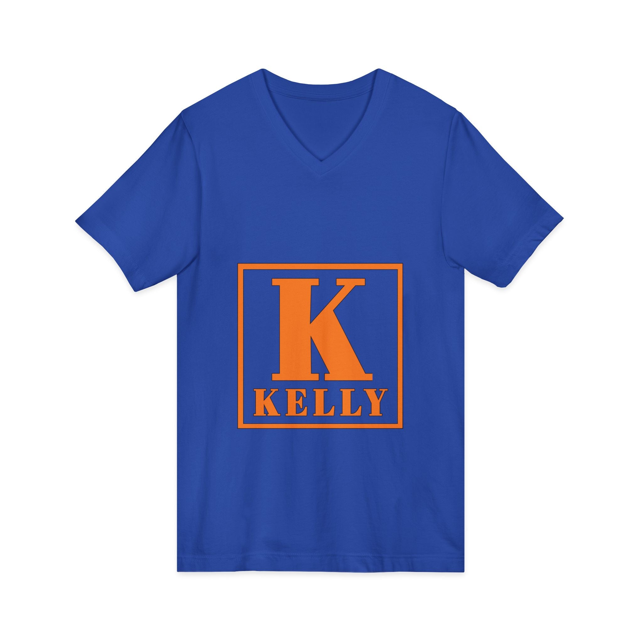 Kelly Monogram V-Neck Tee - Orange Initial K Personalized Shirt