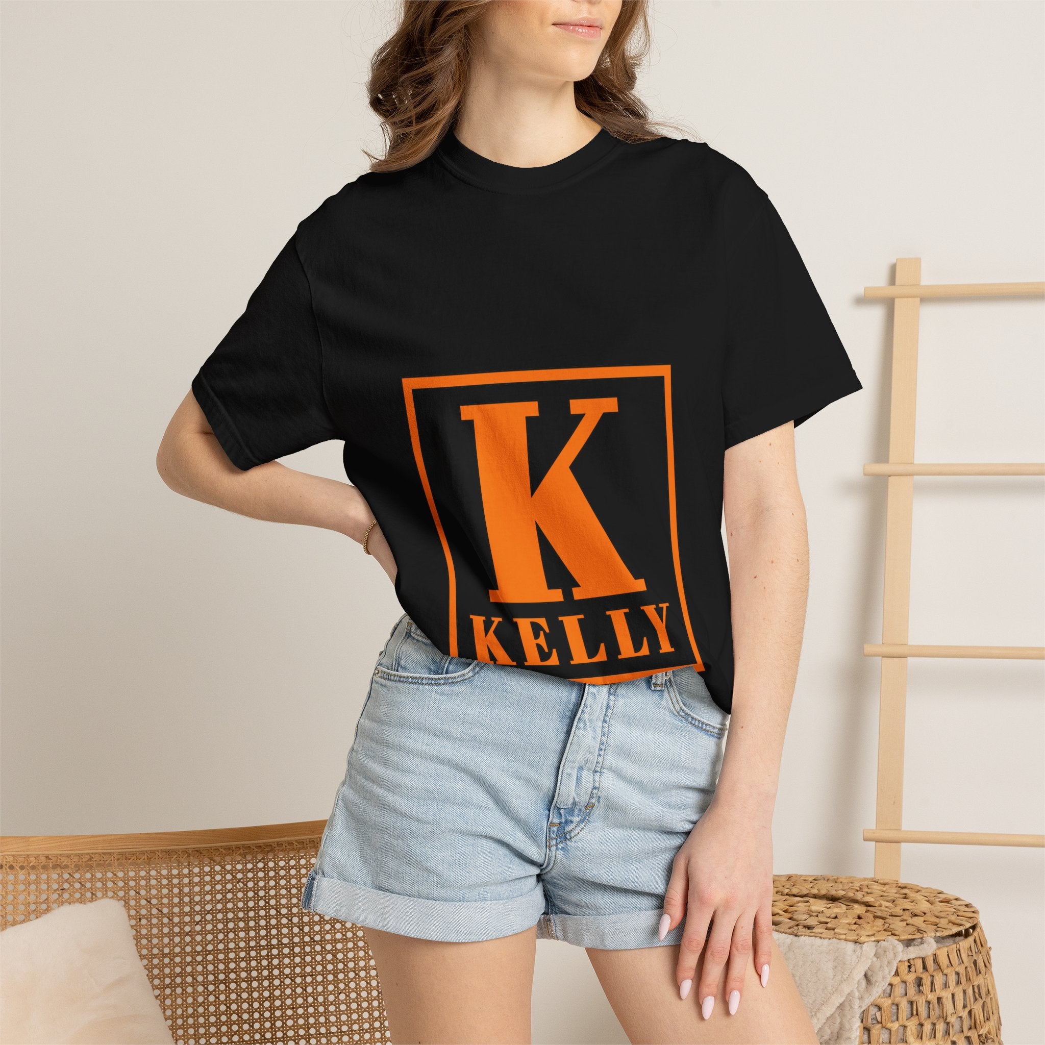 Kelly Monogram Tee — Orange Block Initial K T-Shirt