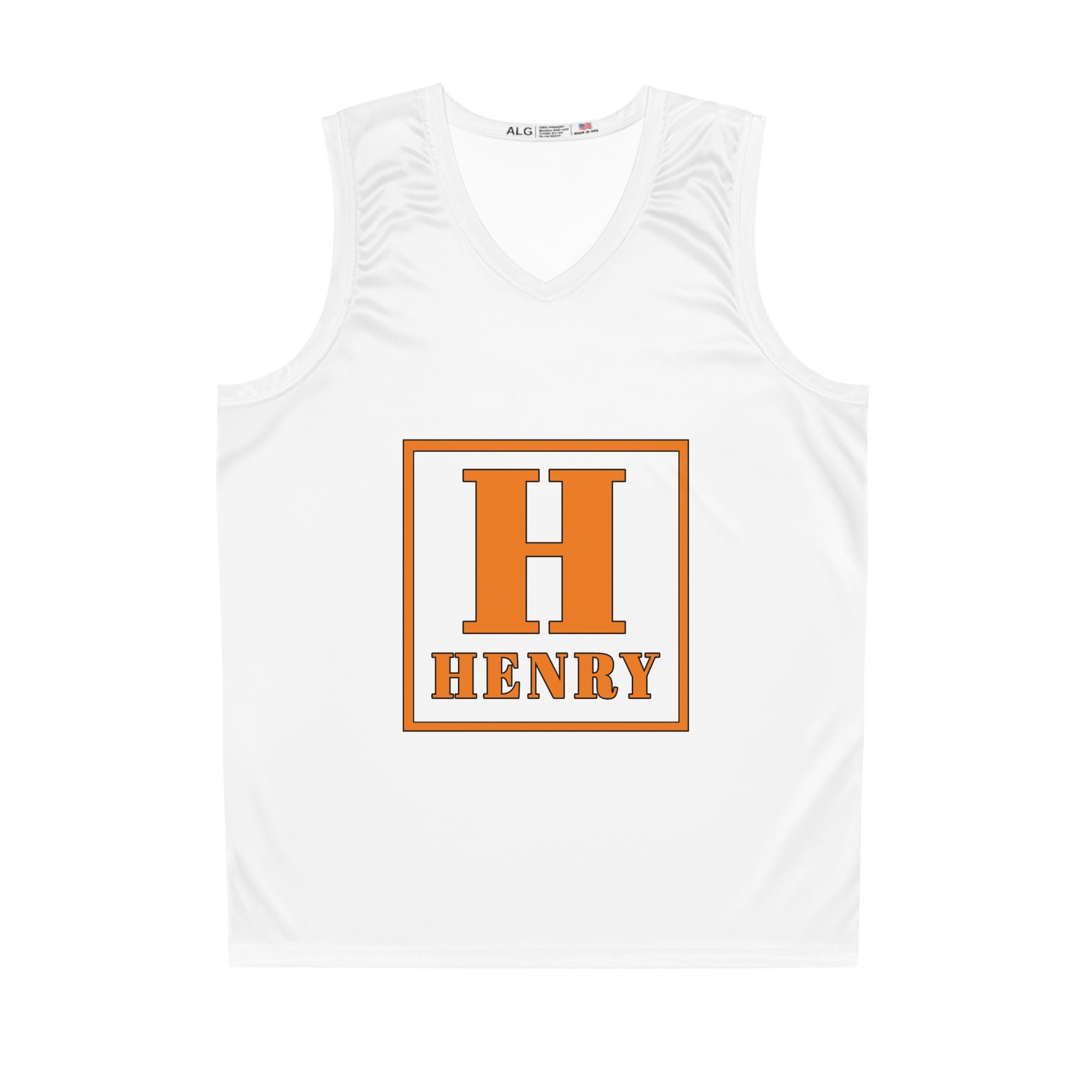 Personalized Basketball Jersey — Orange 'H' Initial & Henry Name
