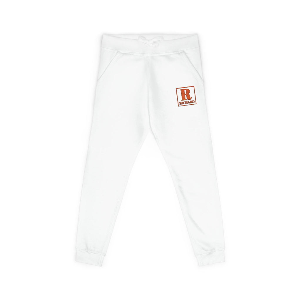 Embroidered Monogram 'R' Fleece Sweatpants – Cozy White Joggers