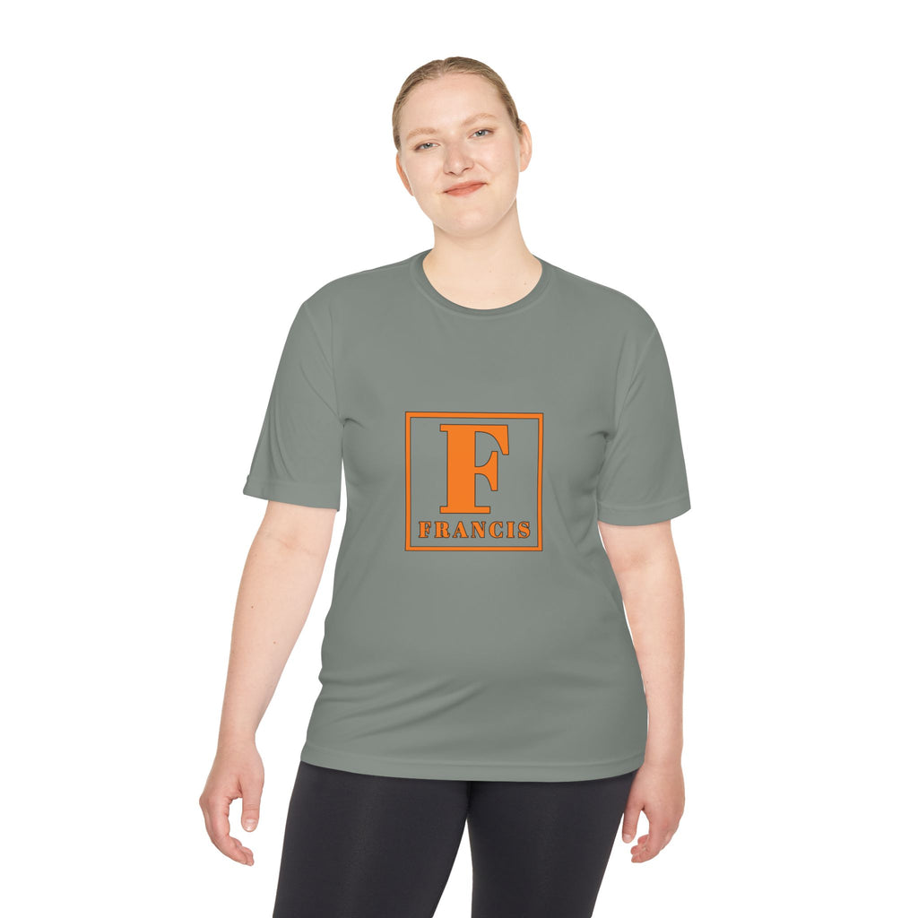 Francis Initial Tee — Orange Block Monogram Moisture-Wicking Shirt