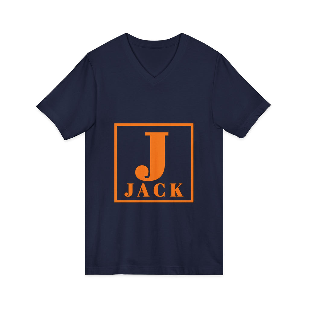 Jack Monogram V-Neck T-Shirt — Orange Block Initial Tee
