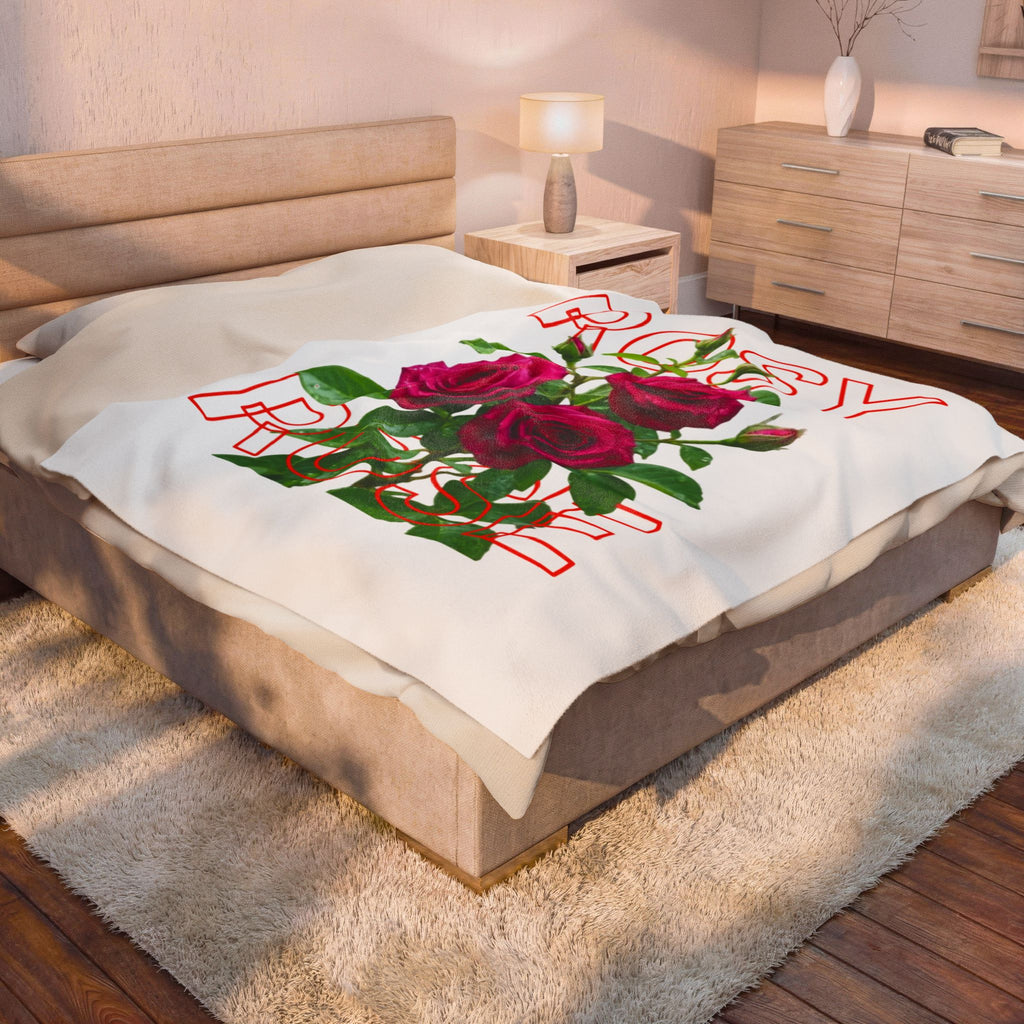 Rosy Rose Velvet Plush Blanket — Floral Rose Bouquet Throw