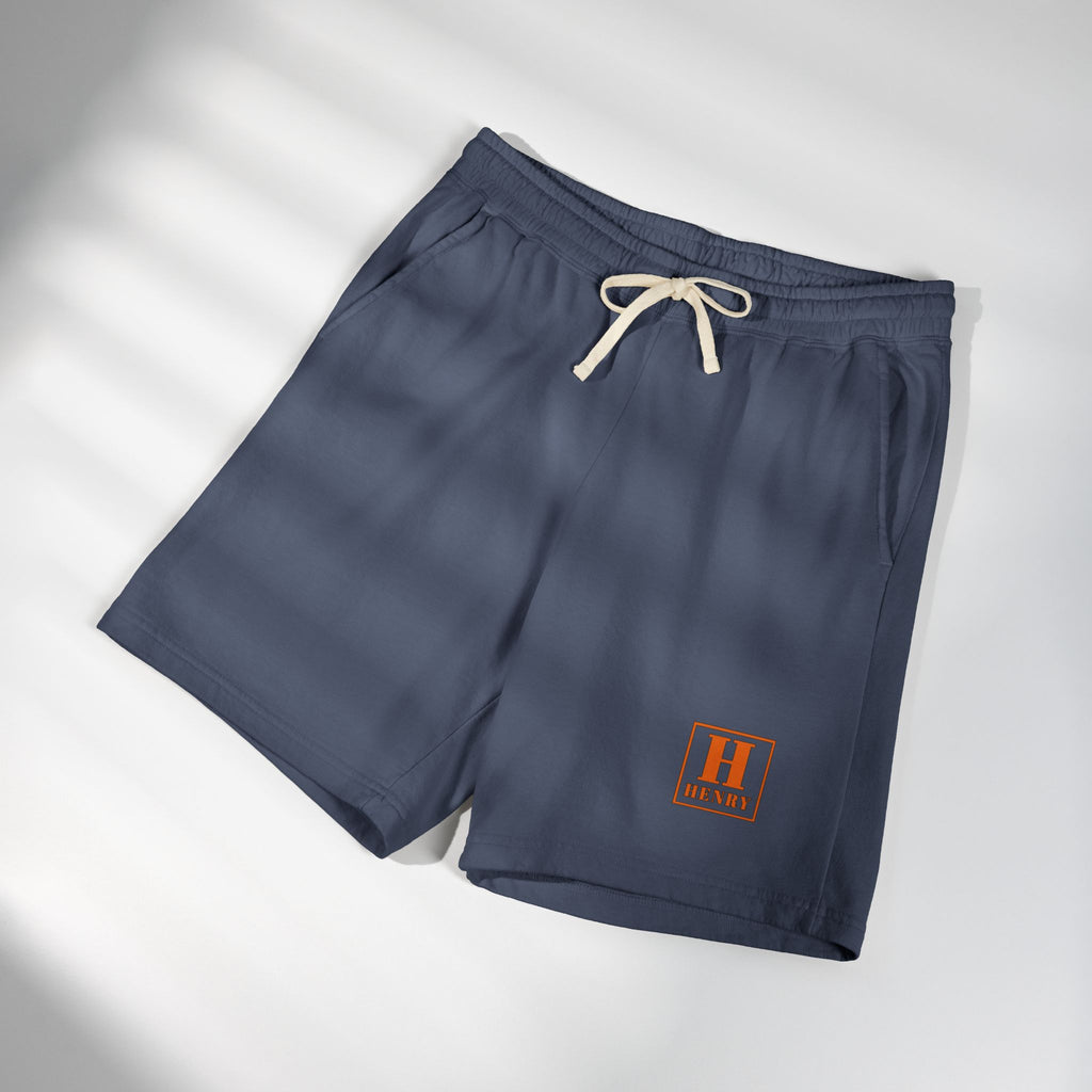 Lightweight Garment-Dyed Fleece Sweat Shorts — Cream Casual Lounge Shorts with 'HENRY' Patch