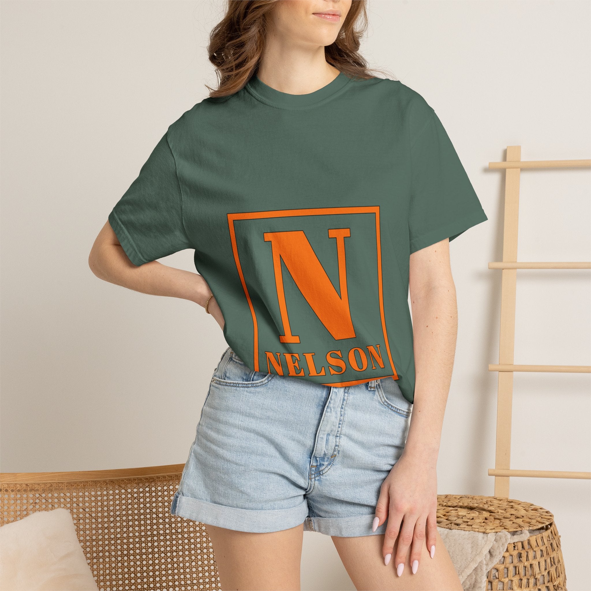 Nelson Monogram T-Shirt — Retro Block Letter Graphic Tee