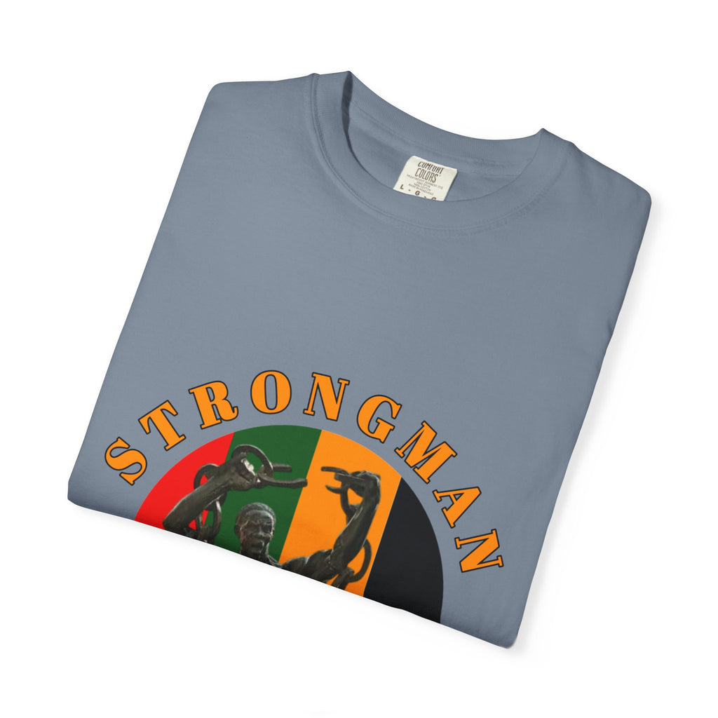 Strongman Statue Vintage-Style T-Shirt — Retro Weightlifting Graphic Tee